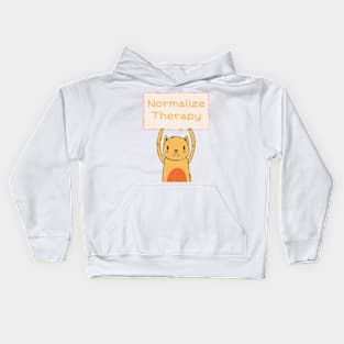 Normalize Therapy mental health awareness cat Kids Hoodie